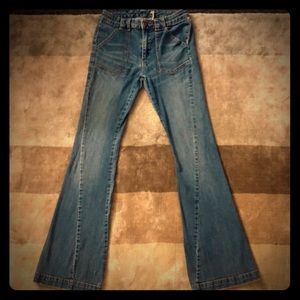 Free People High Rise Fitted Flare Jean Long